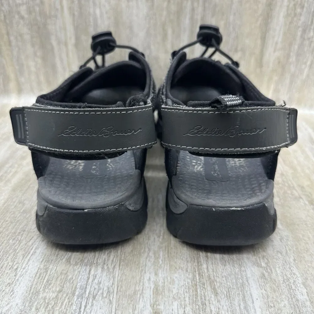 Eddie Bauer‎ Stewart Sandals Mens 9 Grey Leather Outdoor Fisherman Hiking